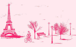 Person riding bike bench tower - plein air free wallpaper