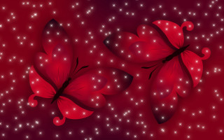 Red butterflies star sparkles magic - alison kinnaird free wallpaper