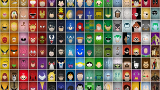 Colorful characters grid pattern faces - a grid pattern free wallpaper
