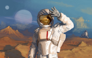 Man in space suit saluting - a man in a space suit free wallpaper for desktop