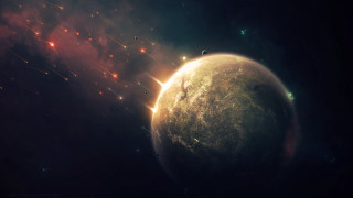 Planet star constellation moon galaxy - a planet free wallpaper