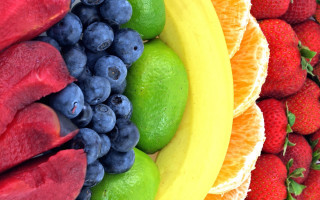 Fruit banana blueberry strawberry lime - neofauvism free wallpaper