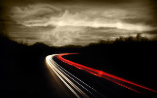 Long exposure highway red streak - a dark sky in the background free wallpaper