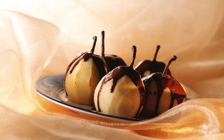 Chocolate apples still life rococo - a table cloth free wallpaper