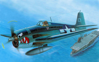 Plane shark over ship military - a painting of a plane free wallpaper