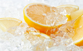 Ice oranges lemons slice missing - top of it free wallpaper for desktop
