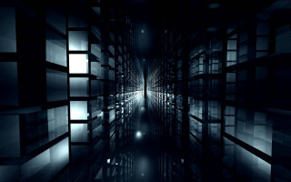 Dark room long hallway moonlight - the wall and floor free wallpaper