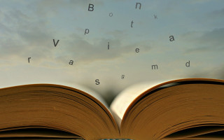 Floating words book sky clouds - word free wallpaper