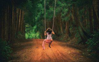 Woman swing forest multicolored hair - daniel lieske free wallpaper for desktop