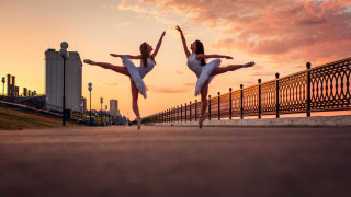 Sunset dance fence city people - elizabeth polunin free wallpaper for desktop