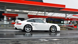 White porsche street gas station - a gas station free wallpaper