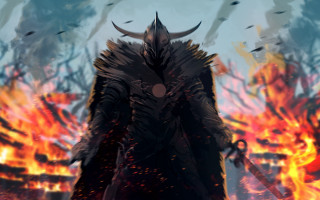 Fire mountain attack flaming sword - forest free wallpaper for desktop