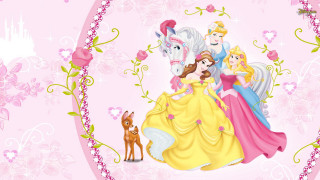 Princesses horse deer pink background - free happy birthday wallpaper for desktop