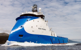 Blue boat mountain sky beach - free ship wallpaper