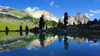 Mountain lake forest sky reflection 5 - a mountain lake free wallpaper