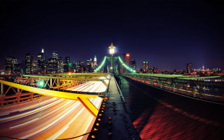 City skyline bridge night lights 9 - free city wallpaper