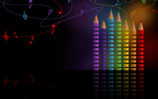 Colored pencils music notes rainbow - colored pencil free wallpaper
