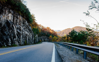 Mountain road sky clouds autumn - a few cloud free wallpaper for desktop