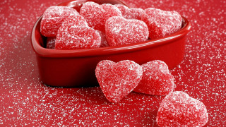 Red bowl heart sugars glittery - rasquache free wallpaper