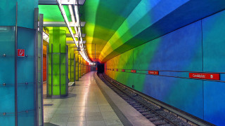 Trainstation rainbowtunnel distancetrain redsign neo - free light wallpaper