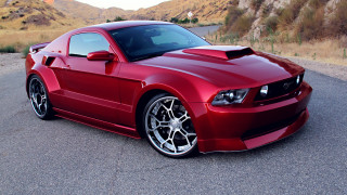 Red mustang california mountains 3d - free cars wallpaper