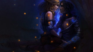 Forest fireflies twowomen night fantasy - charlie bowater free wallpaper