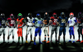 Football players line helmets realistic - helmet free wallpaper