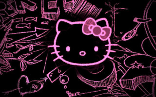 Hello kitty pink light black - kitty wallpaper free wallpaper