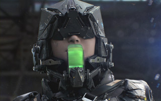 Futuristic woman green light helmet - a futuristic woman free wallpaper