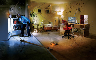 Surreal fire television man matte - surreal photography free wallpaper for desktop