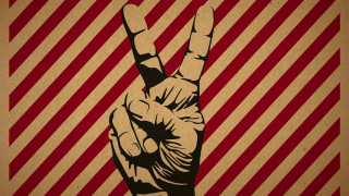 Peace sign red white striped - emory douglas free wallpaper