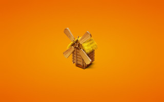 Yellow windmill hay basket sunset - beeple free wallpaper