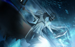 Woman sword dark room blue - rob rey and kentaro miura style free wallpaper