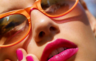 Woman pink nails orange glasses - a pop art painting free wallpaper for desktop