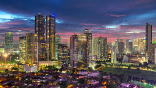 City skyline night colorful sky - a colorful sky in the background free wallpaper