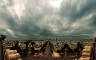 Skyline mountain river cityscape clouds - a view of a city free wallpaper