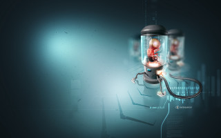 Light bulb red light table - biopunk free wallpaper