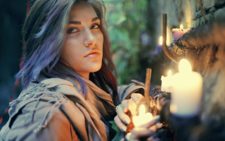 Woman candle serious portrait neo - rpg portrait free wallpaper