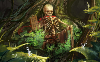 Skeleton forest sign altermodern detailed - a skeleton free wallpaper