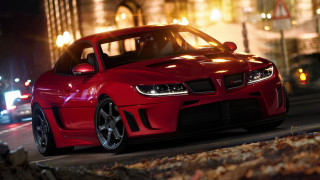 Red sports car night city 11 - a street free wallpaper