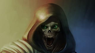 Creepy hooded green eyed digital - a hood free wallpaper for desktop