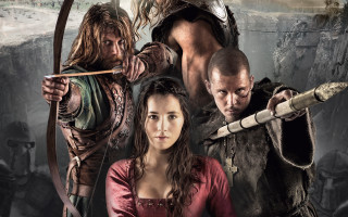 Group people cave bow arrow - epic fantasy free wallpaper