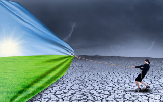 Man kite dryground surreal sky - surreal design free wallpaper for desktop