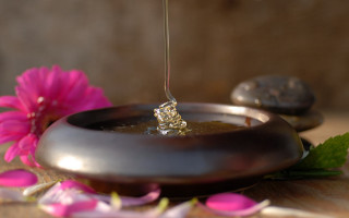 Jewelry pouring water flower stilllife - the side of the bowl free wallpaper