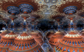 Psychedelic vases sky reflection fractals - vase free wallpaper