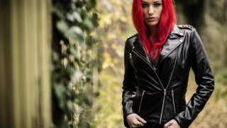 Redhair gothic leatherjacket portrait blurry - gothic free wallpaper