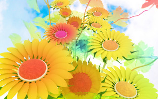 Sunflowers vase table sky clouds - anne rigney free wallpaper