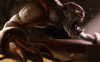 Demonic creature yellow eyes bloody - andreas rocha free wallpaper