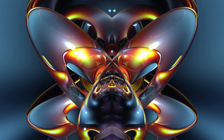 Butterfly raytraced fractals glowing fire - a black center free wallpaper for desktop