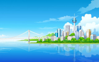 City bridge river blue sky 2 - a city free wallpaper